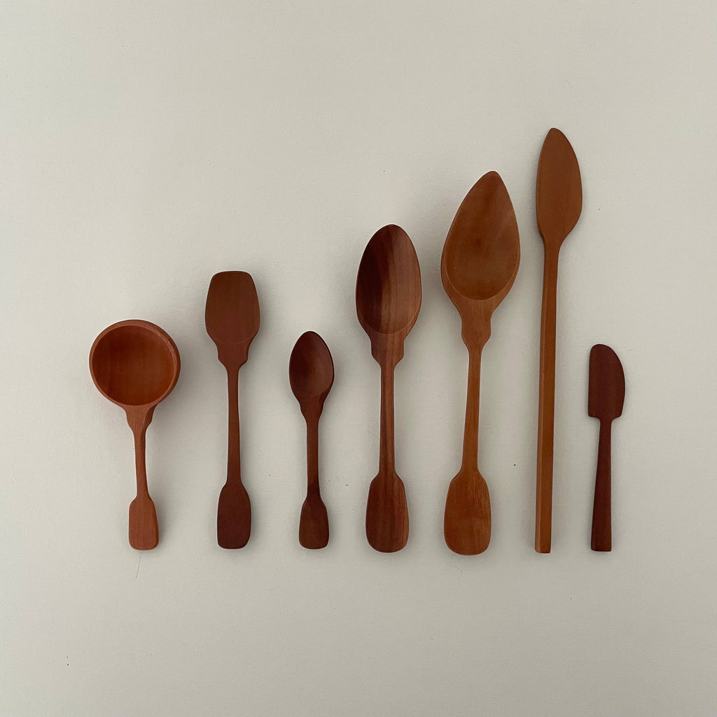 Handcrafted vintage shaped wood jam coffee scoop spoons
