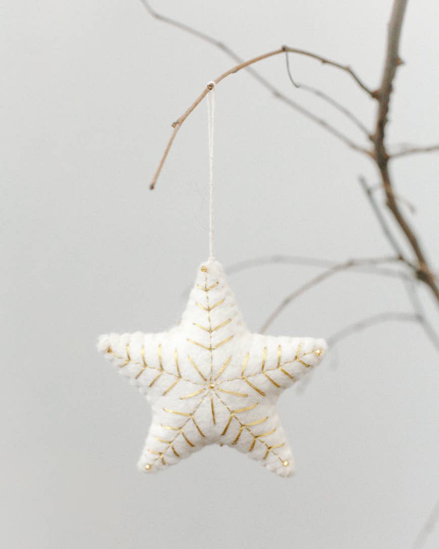 EMBROIDERED STAR FELT ORNAMENT | Handcrafted in Nepal