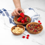 Set of 3 Olive Wood Nesting Bowls | Handmade Dipping Dishes