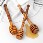 Handmade Olive Wood Honey Dipper | Rustic Drizzling Tool