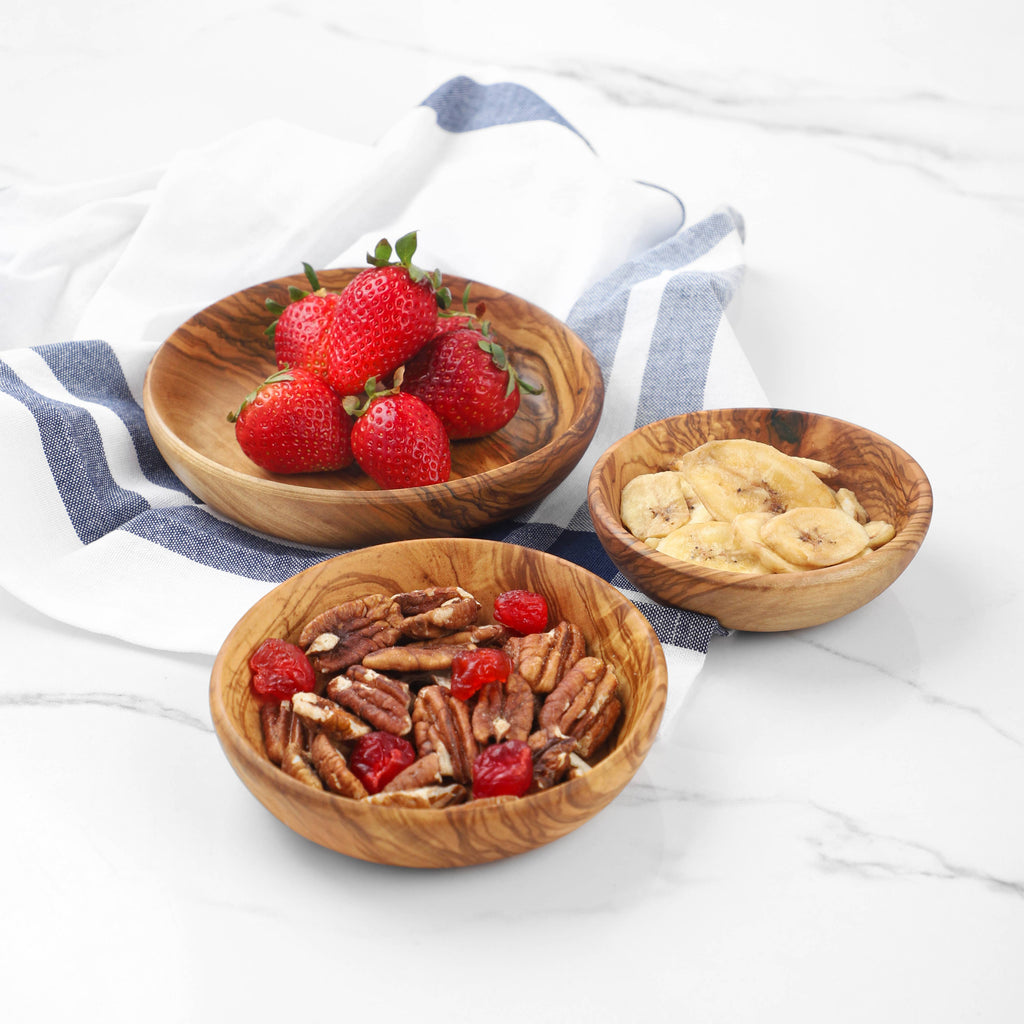 Set of 3 Olive Wood Nesting Bowls | Handmade Dipping Dishes