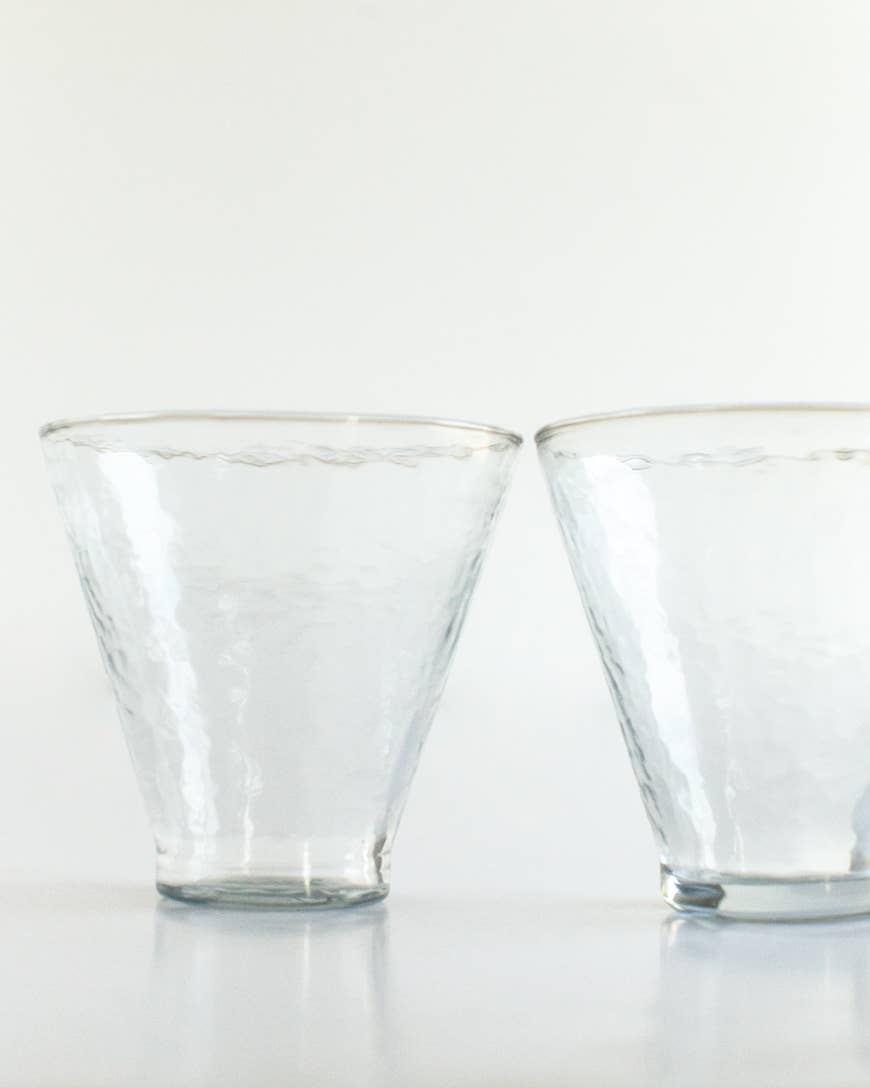 Handblown Hammered Glass Dessert Cups | Pair of 2