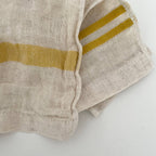 Cotton/Linen blend striped border kitchen cloth yellow grey
