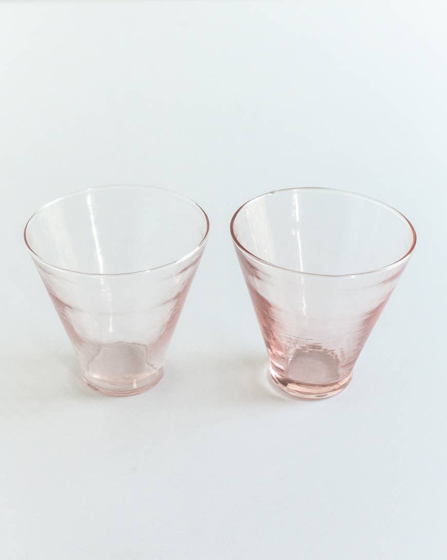 Handblown Hammered Glass Dessert Cups | Pair of 2