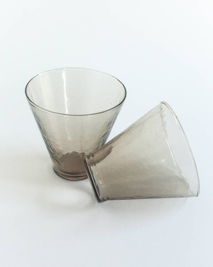 Handblown Hammered Glass Dessert Cups | Pair of 2