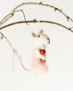 Rosé All Day Felt Mouse Ornament | Handcrafted in Nepal