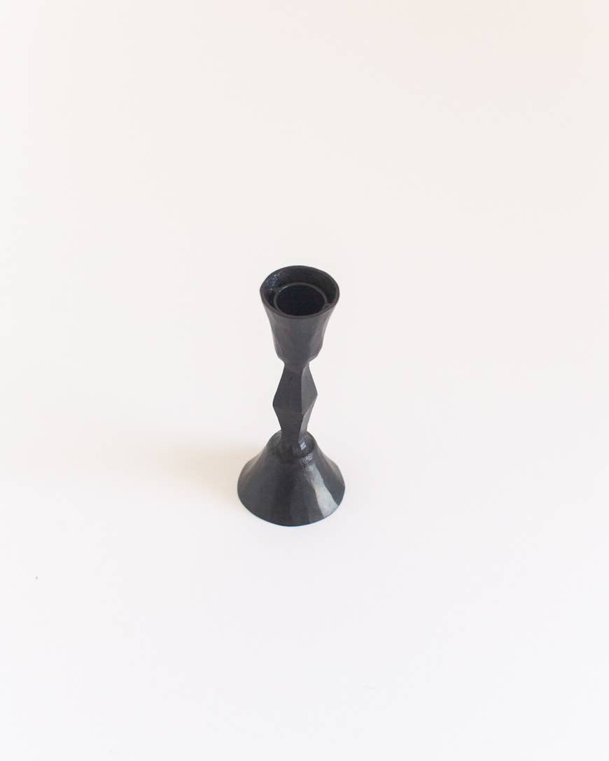 Low Diamond Hand-Forged Iron Candle Stand