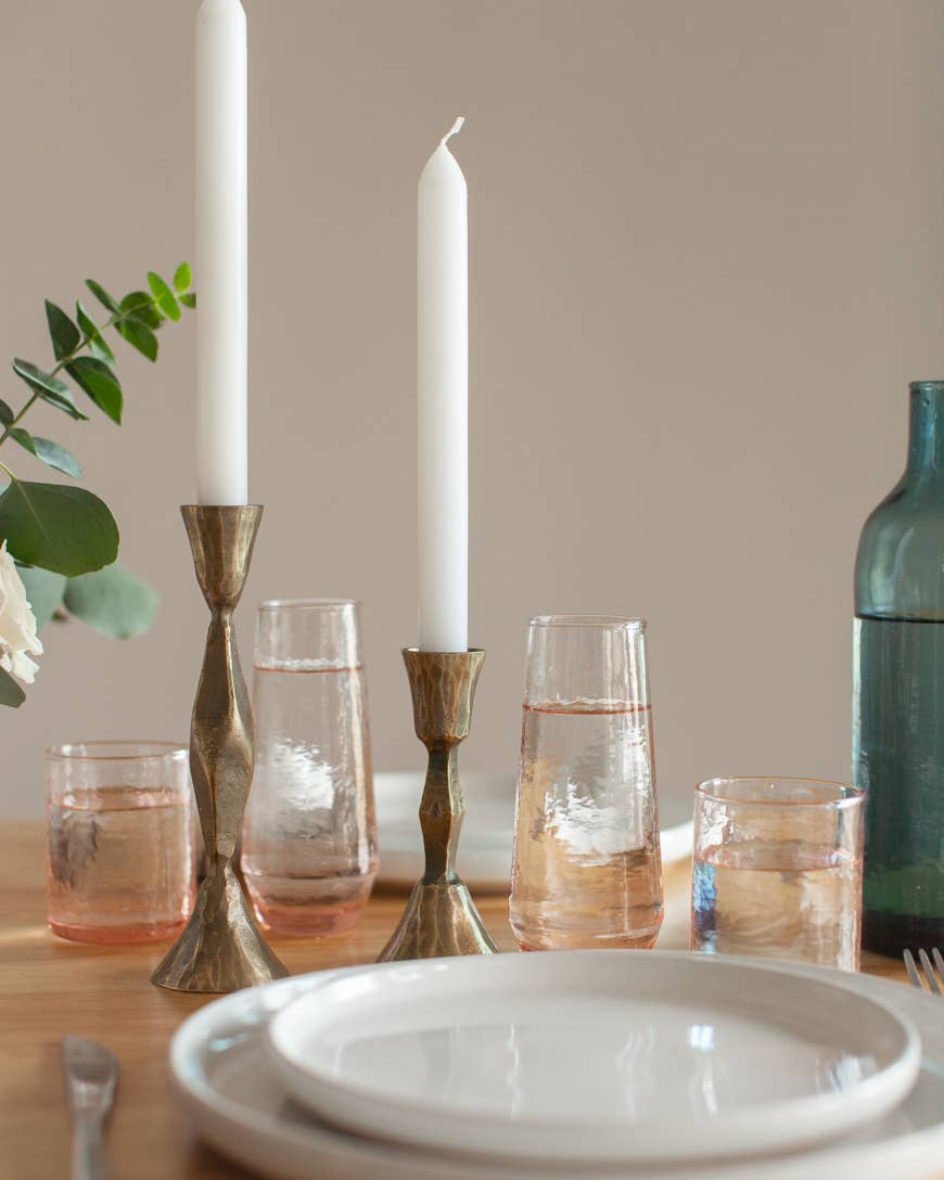 Low Diamond Hand-Forged Iron Candle Stand