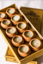 Handmade Terracotta Beeswax Tea Light Candles - Box of 10
