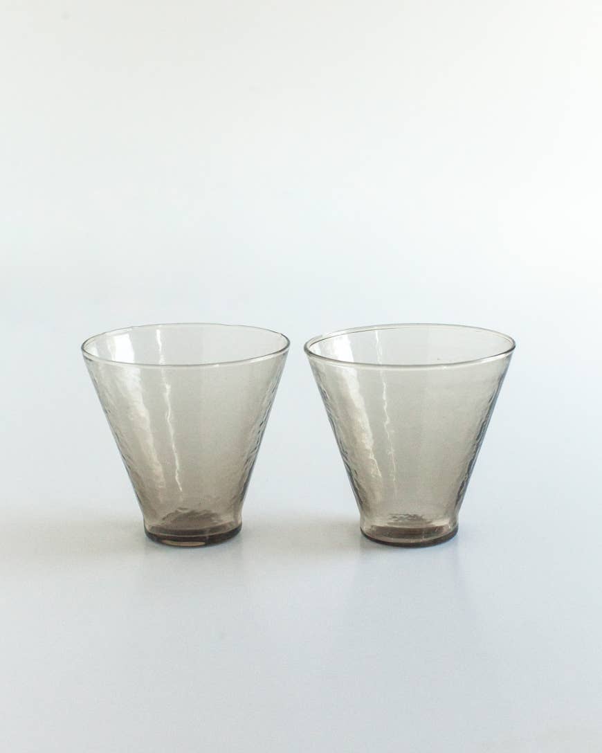 Handblown Hammered Glass Dessert Cups | Pair of 2