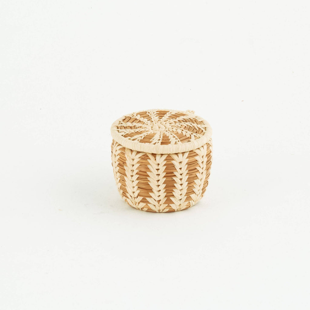 Miniature Pine Needle Basket with Lid