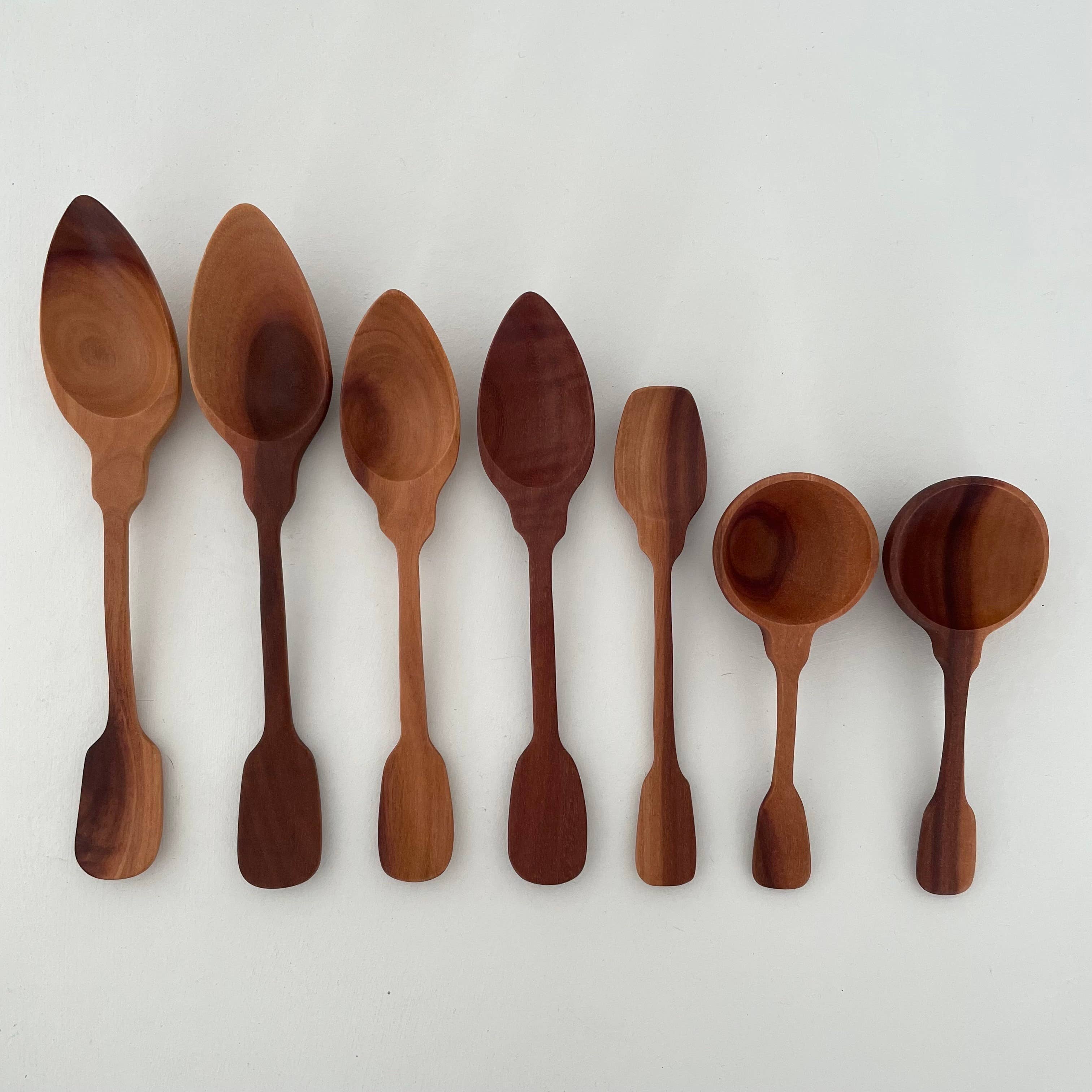 Handcrafted vintage shaped wood jam coffee scoop spoons