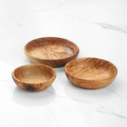 Set of 3 Olive Wood Nesting Bowls | Handmade Dipping Dishes