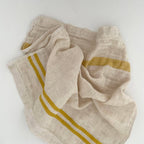 Cotton/Linen blend striped border kitchen cloth yellow grey