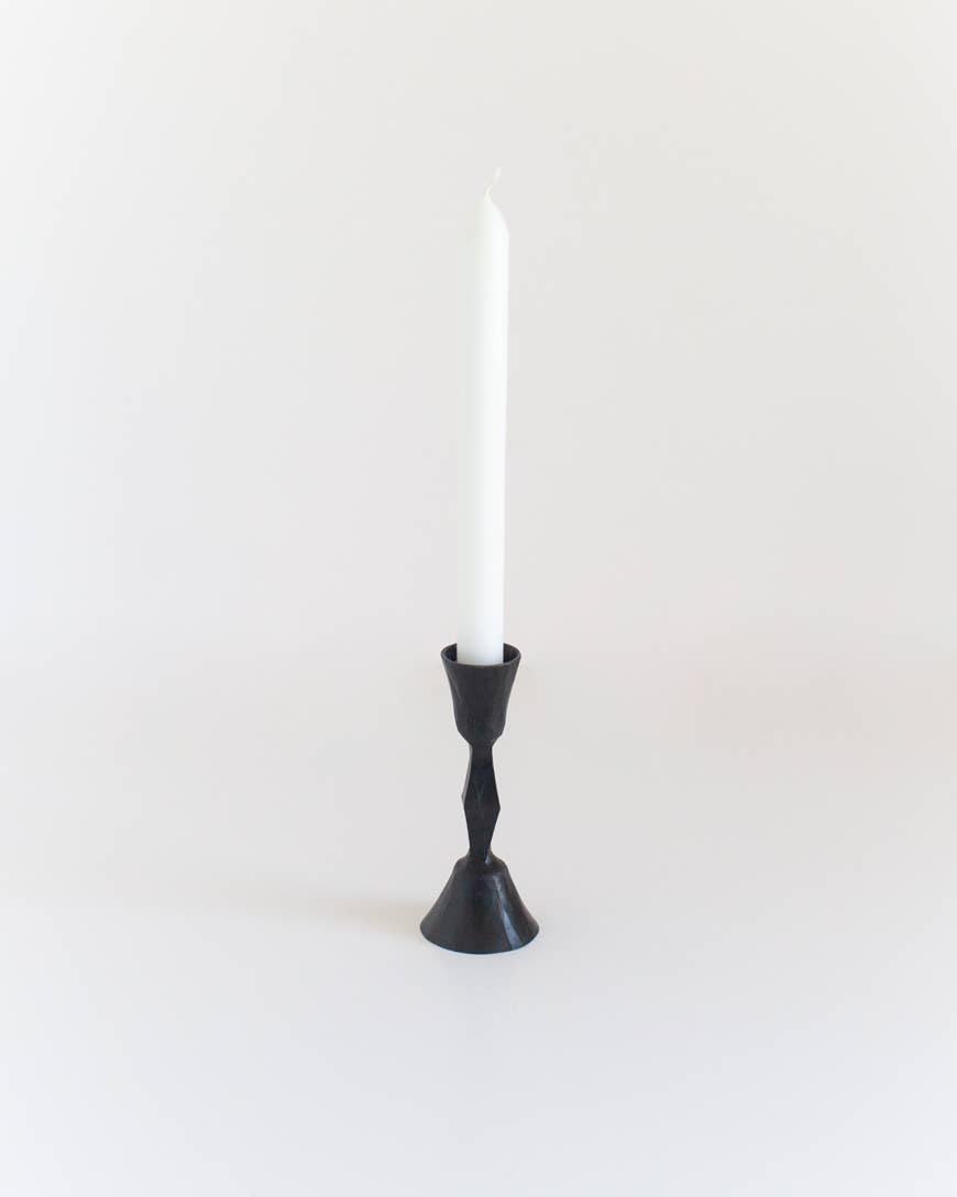 Low Diamond Hand-Forged Iron Candle Stand