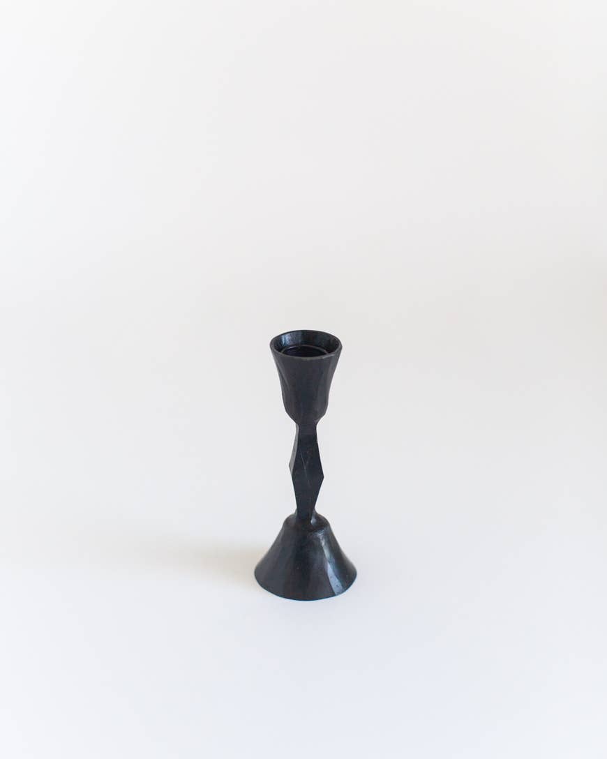 Low Diamond Hand-Forged Iron Candle Stand