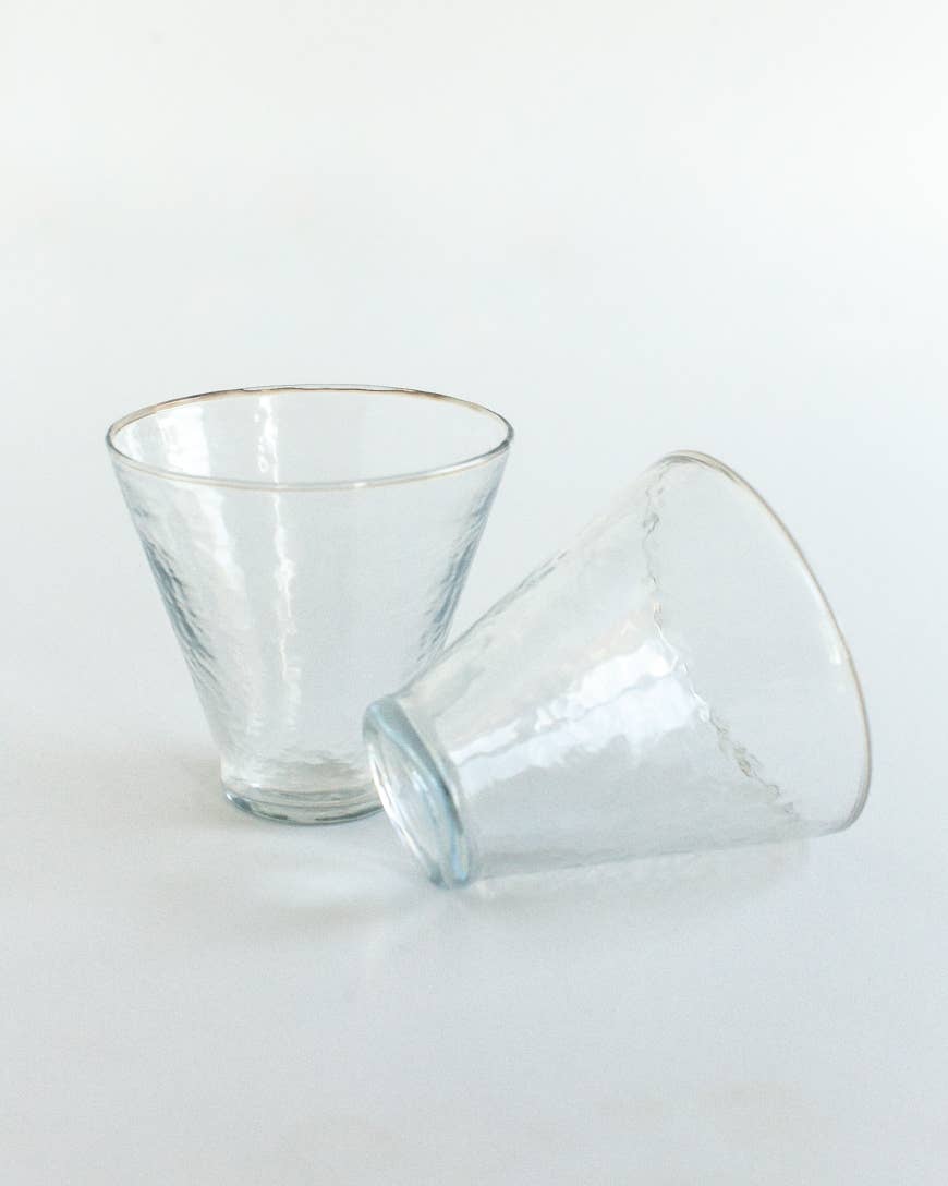 Handblown Hammered Glass Dessert Cups | Pair of 2