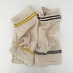 Cotton/Linen blend striped border kitchen cloth yellow grey