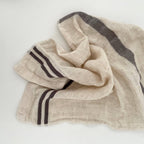 Cotton/Linen blend striped border kitchen cloth yellow grey