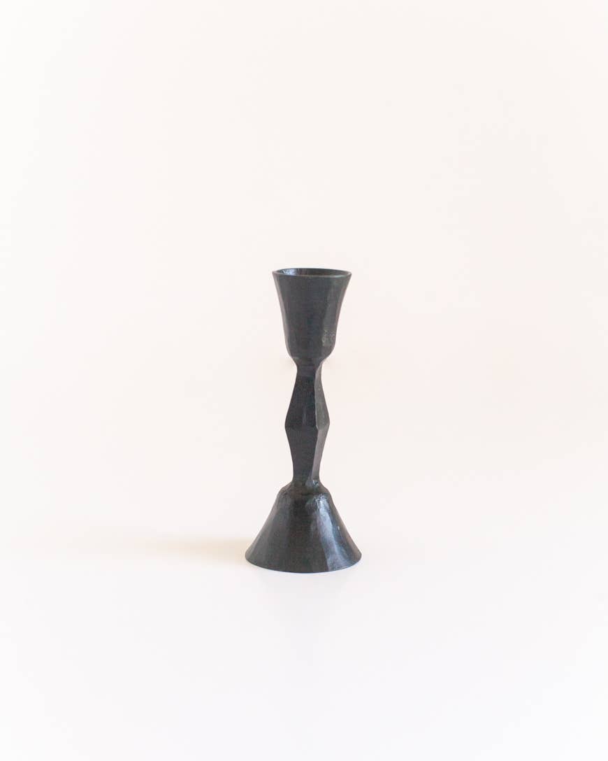 Low Diamond Hand-Forged Iron Candle Stand