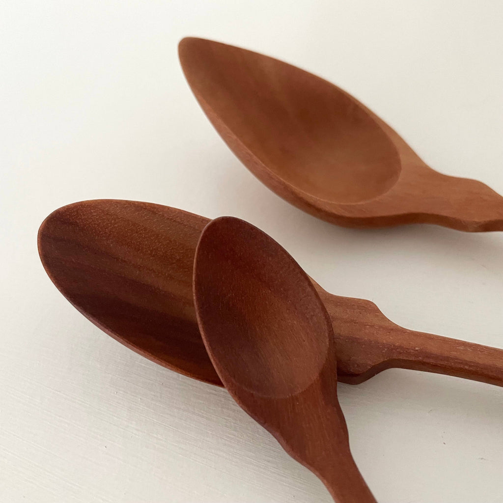 Handcrafted vintage shaped wood jam coffee scoop spoons