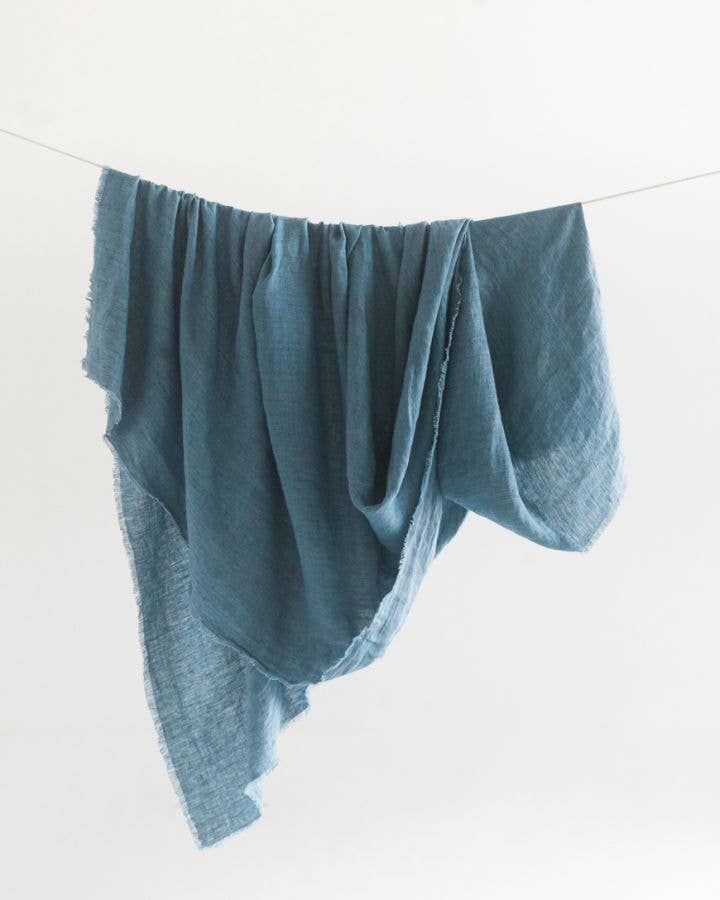 Stone Washed Linen Throw Blanket